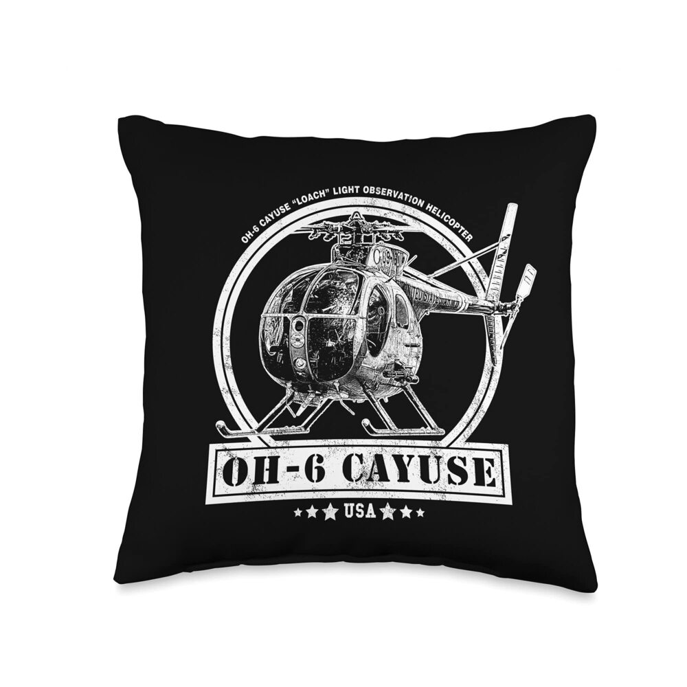 7225 OH-6 "Loach" Cayuse Helicopter Throw Pillow